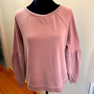Crewneck lightweight sweatshirt with poof sleeves